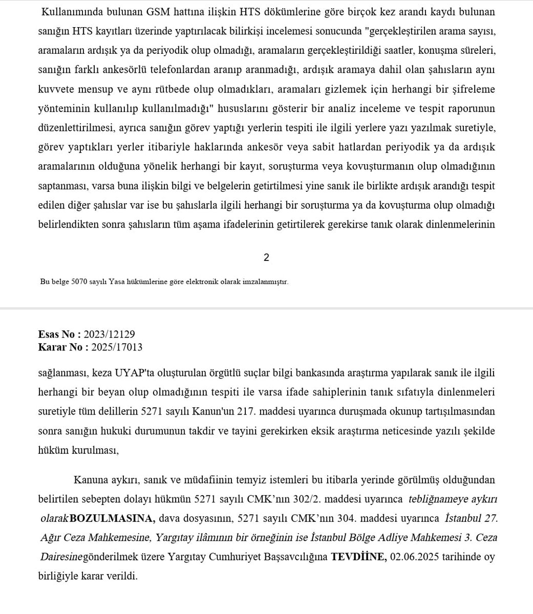 Dilek Hukuk (@dilekhukuk) on Twitter photo ANKESÖRLÜ/SABİT HATLARDAN ARDIŞIK ARANMA İDDİASINA İLİŞKİN GÜNCEL YARGITAY MAHKUMİYET BOZMA KARARINDAN
Temyiz aşamasındayken savunma dilekçesi yazdığım dosyada, sanık hakkında örgüte üye olma suçundan verilen 6 YIL 3 AY HAPİS CEZASININ YARGITAY 3. CEZA DAİRESİ'NCE BOZULMASINA ANKESÖRLÜ/SABİT HATLARDAN ARDIŞIK ARANMA İDDİASINA İLİŞKİN GÜNCEL YARGITAY MAHKUMİYET BOZMA KARARINDAN
Temyiz aşamasındayken savunma dilekçesi yazdığım dosyada, sanık hakkında örgüte üye olma suçundan verilen 6 YIL 3 AY HAPİS CEZASININ YARGITAY 3. CEZA DAİRESİ'NCE BOZULMASINA