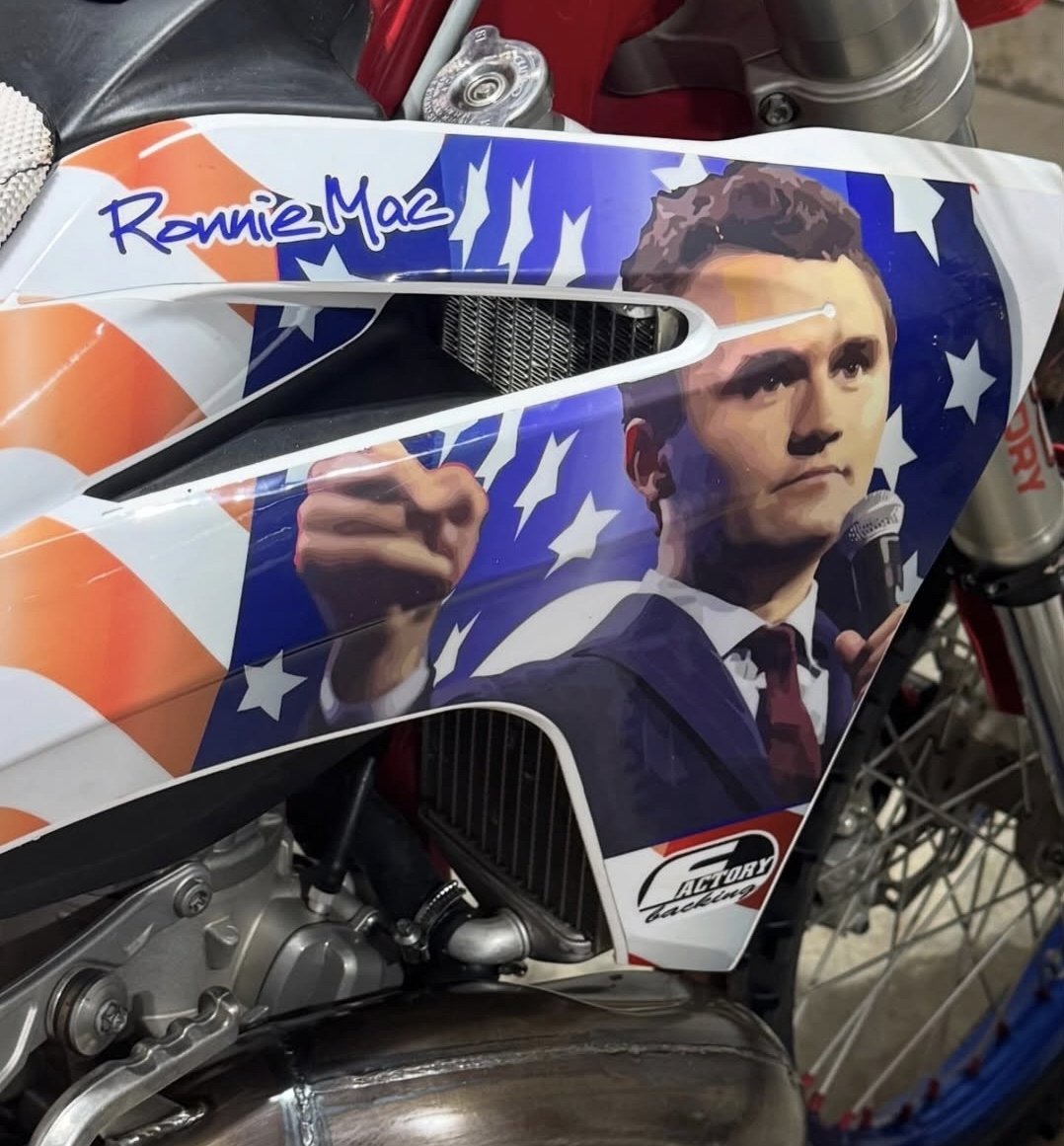MXGRyan's tweet photo. Have you guys seen Ronnie Mac's Charlie Kirk GasGas MC250?! 

❤️🤍💙 https://t.co/ZSqKilJGA8