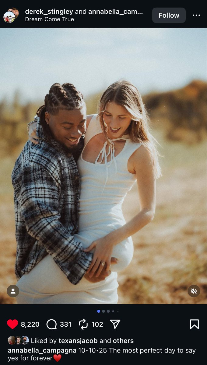 JamesRoyNFL's tweet image. Texans CB Derek Stingley Jr. and longtime girlfriend Anabella Campagna have announced their engagement.