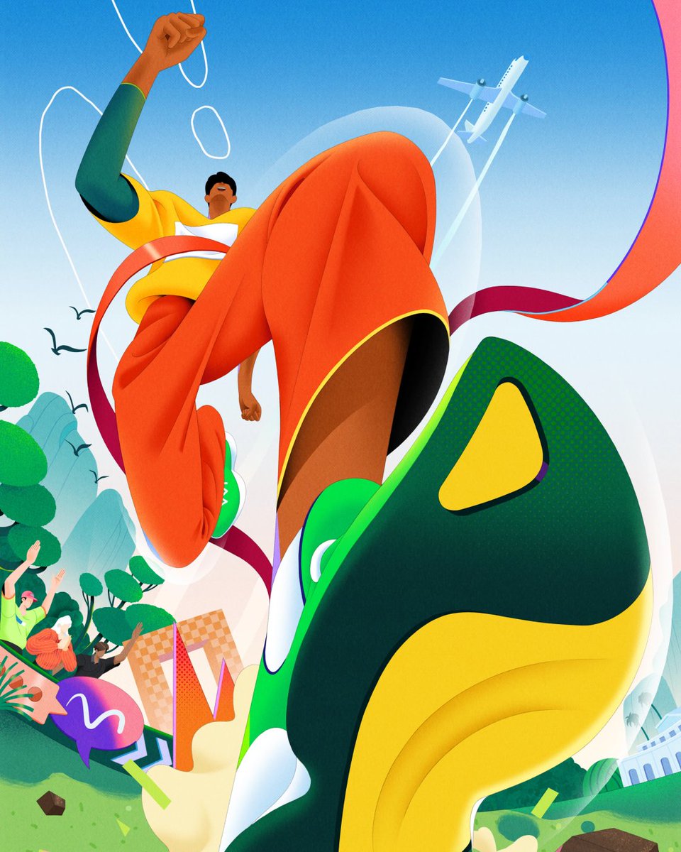 Behance's tweet image. Vibrant illustrations that bend perspective by Xiantao Zeng.