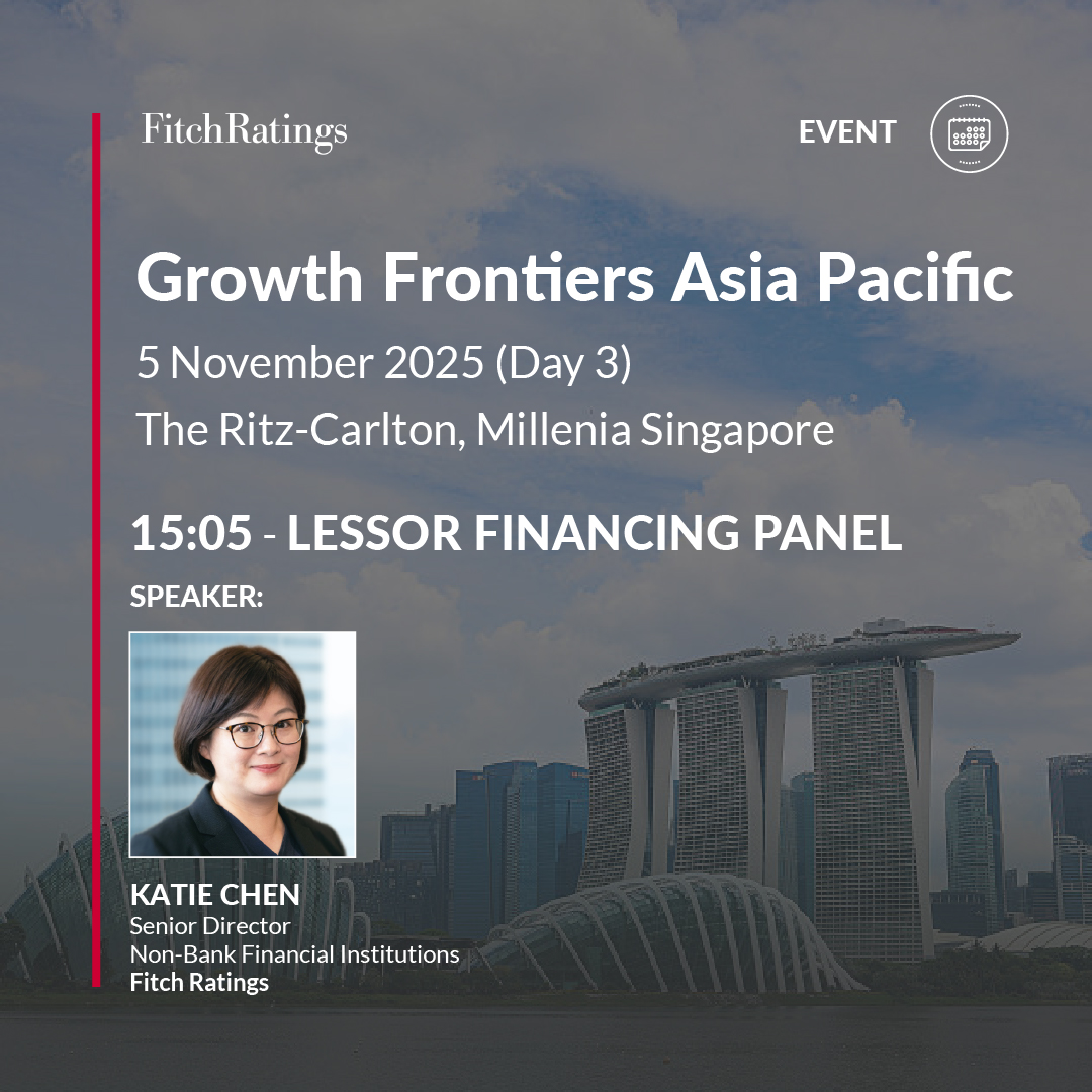 FitchRatings's tweet photo. Join Katie at 15:05 on the 3rd day of the Growth Frontiers #AsiaPacific conference (3–5 Nov) to hear her discuss the latest developments in lessor financing alongside a panel of market experts.
To find out more: https://t.co/AS5lo5u12W
#AirLeasing #CreditRating #NBFIs https://t.co/lc85WTkUSp