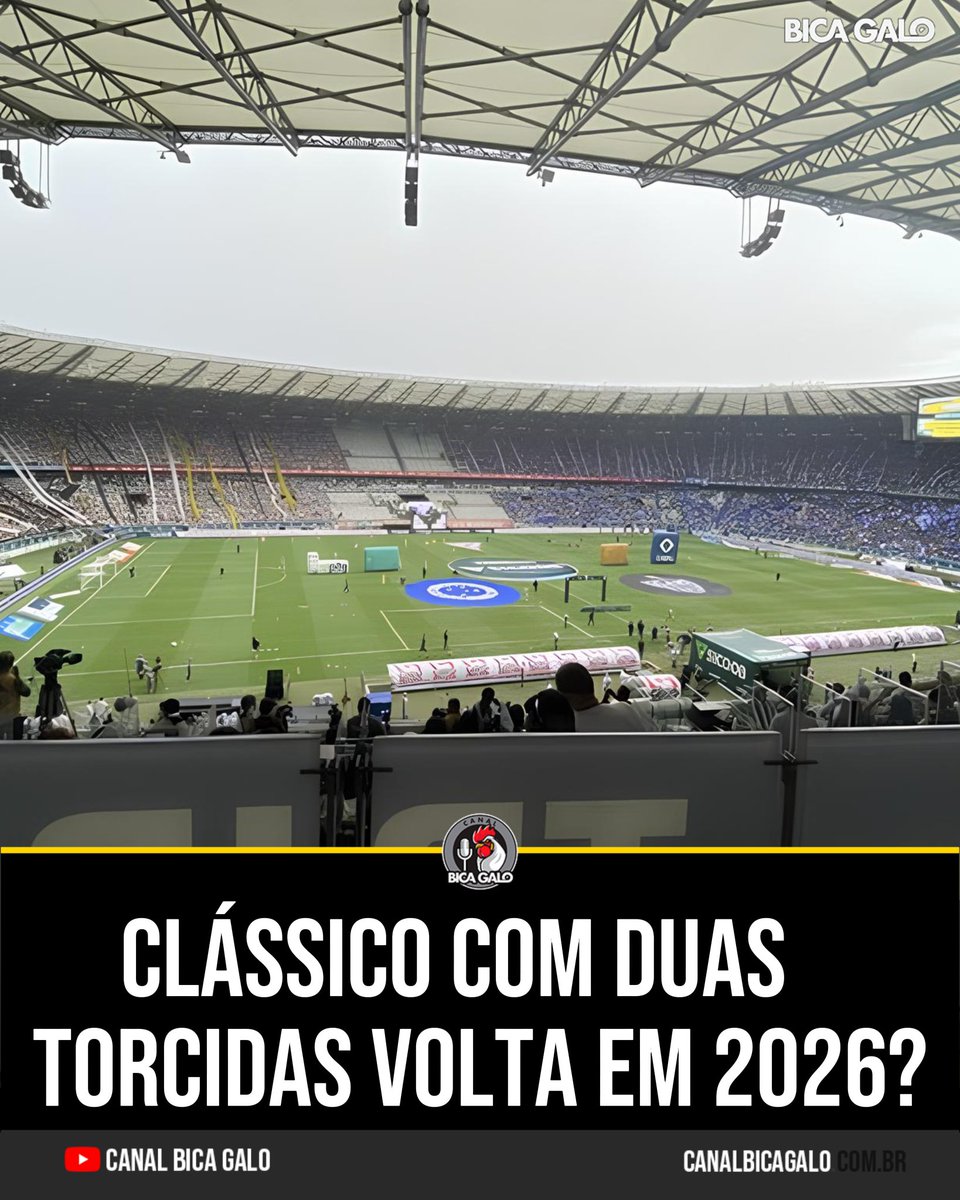 🐔 Atlético e Cruzeiro se enfrentam nesta quarta, às 21h30, pelo Brasileirão, somente com torcedores alvinegros na Arena MRV. Em tese, será o último clássico do acordo assinado entre as duas diretorias, por torcida única. Na prática, o cenário não deverá mudar para 2026.

Em