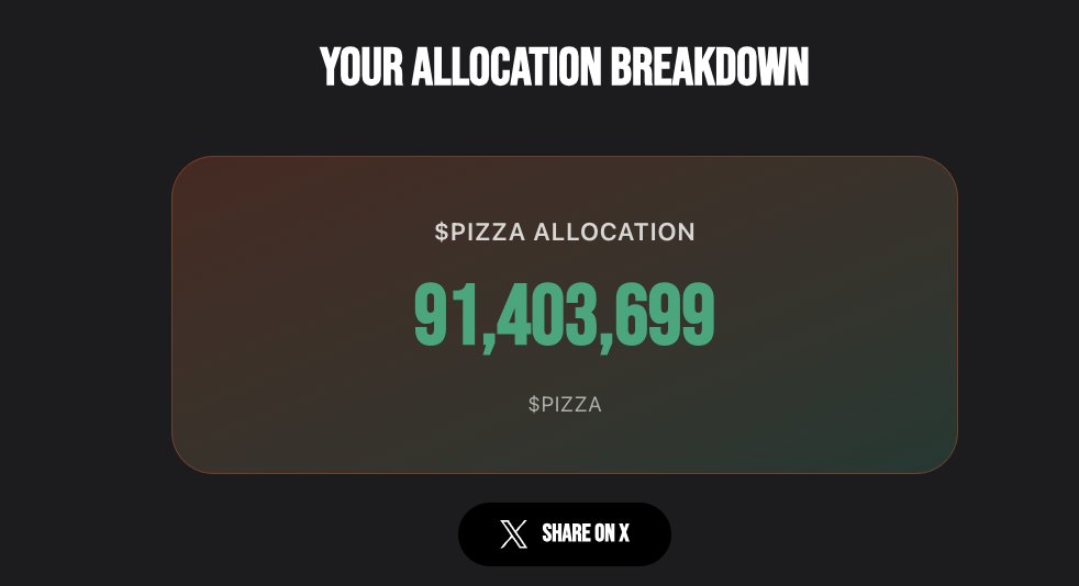 My $PIZZA delivery is on its way! 🍕

91,403,699 $PIZZA tokens airdropped! 

Thanks for this <a href="/ninjalerts/">NinjaStrategy™</a> LFGGG!
