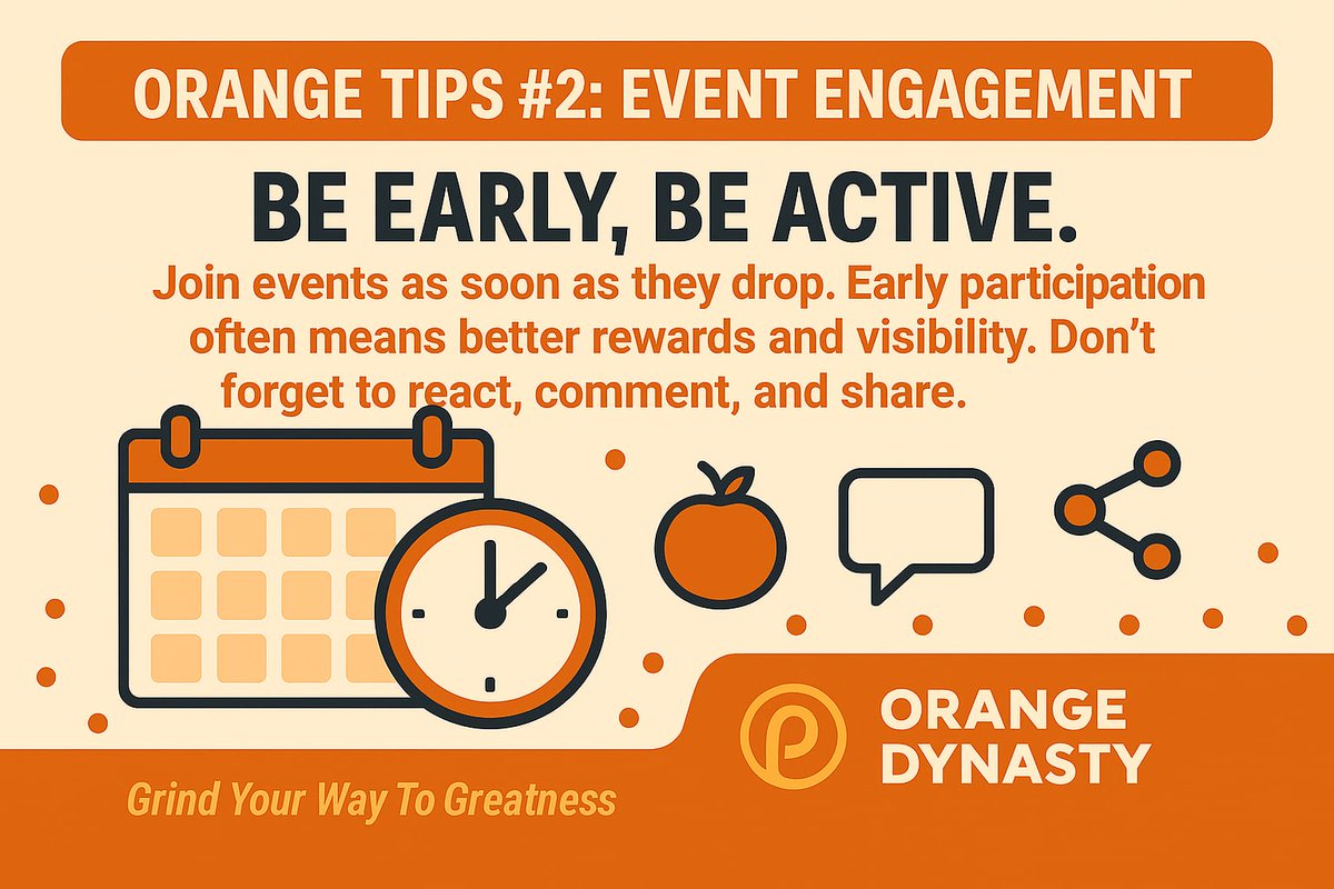 zrnrnz_'s tweet image. Success starts with showing up early and staying engaged. 💡 Join events fast, interact often, and stand out from the crowd! 🚀 #EventTips #OrangeDynasty #BeEarlyBeActive