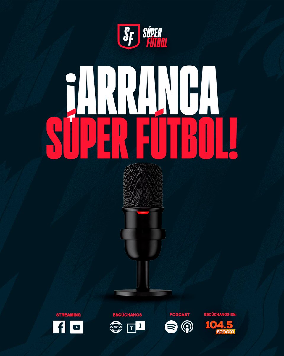 ¡ARRANCA SÚPER FÚTBOL! ⚽️

🎙️ <a href="/JMarroquin_11/">Josué Marroquín</a>, <a href="/rmoreiraTV/">Ricardo Moreira</a> y <a href="/Gusflores21/">Gustavo Flores</a> 
🖥️ <a href="/E_Espinoza41/">Ernesto Espinoza</a> 
🏟️ <a href="/lacarolinaruiz1/">Carolina Ruiz</a> y <a href="/Romguz/">Rómulo Guzmán</a> 

🔴 Estamos EN VIVO:

YouTube: acortar.link/H0UCh1
Facebook: acortar.link/lI2Pj3
Canal de WhatsApp: cutt.ly/2rr6l1rQ
TuneIn: