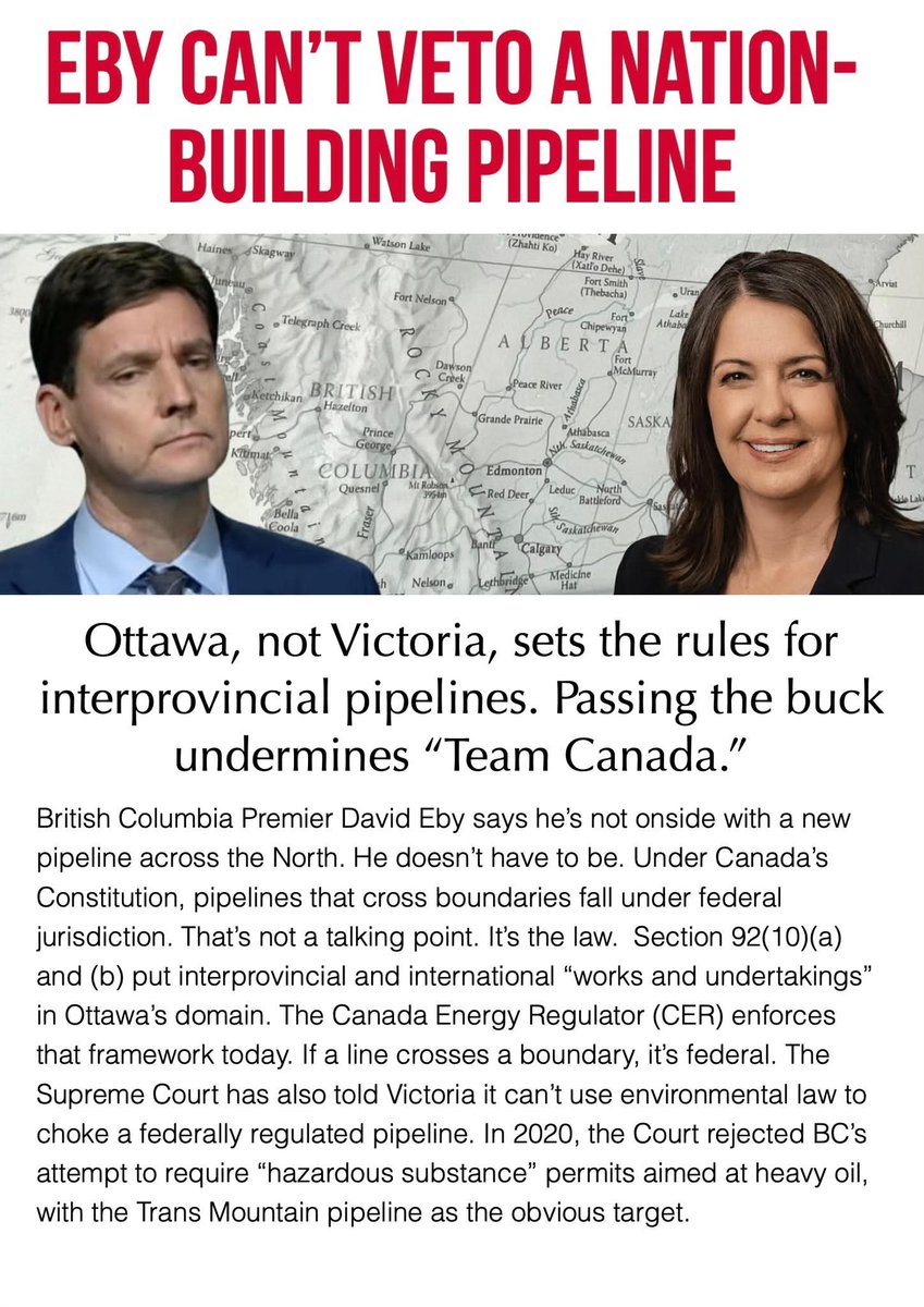 2021Ccmbc's tweet image. 👨‍⚖️Supreme Court ruled #BC can&apos;t sneakily regulate federal projects – it&apos;s unconstitutional. Fast forward: Premier @Dave_Eby  might hate a #pipeline, but he has ZERO veto power. #Ottawa , step up and enforce the law! Who&apos;s with me on building a stronger Canada? 🇨🇦 #EnergySecurity…