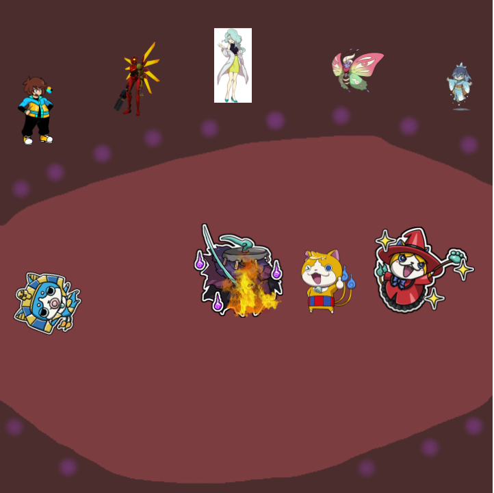 AWickedyokai's tweet image. Maginyan goes to cast incinerate, but her wand 'misfires' (yeah right) and hits snee
Nyanses sits back and heals himself
Snee starts charging something...