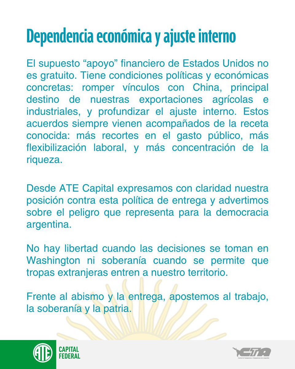 Las declaraciones de Trump y la extorsión al pueblo argentino frente a las próximas elecciones son inadmisibles. 

Hay que repudiar la entrega del gobierno 👇🏽