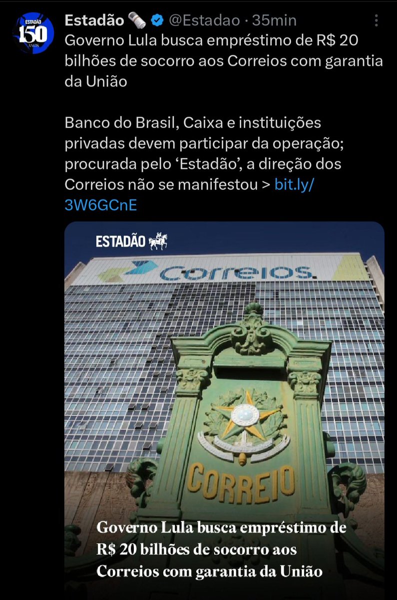 So um detalhe aqui que tem que ficar obvio: o dinheiro da união é o SEU DINHEIRO.
Logo, o lula vai tomar um empréstimo de 20 bilhões e quem vai garantir que esse empréstimo será pago é VOCÊ!!!

Taxad no aquecimento.