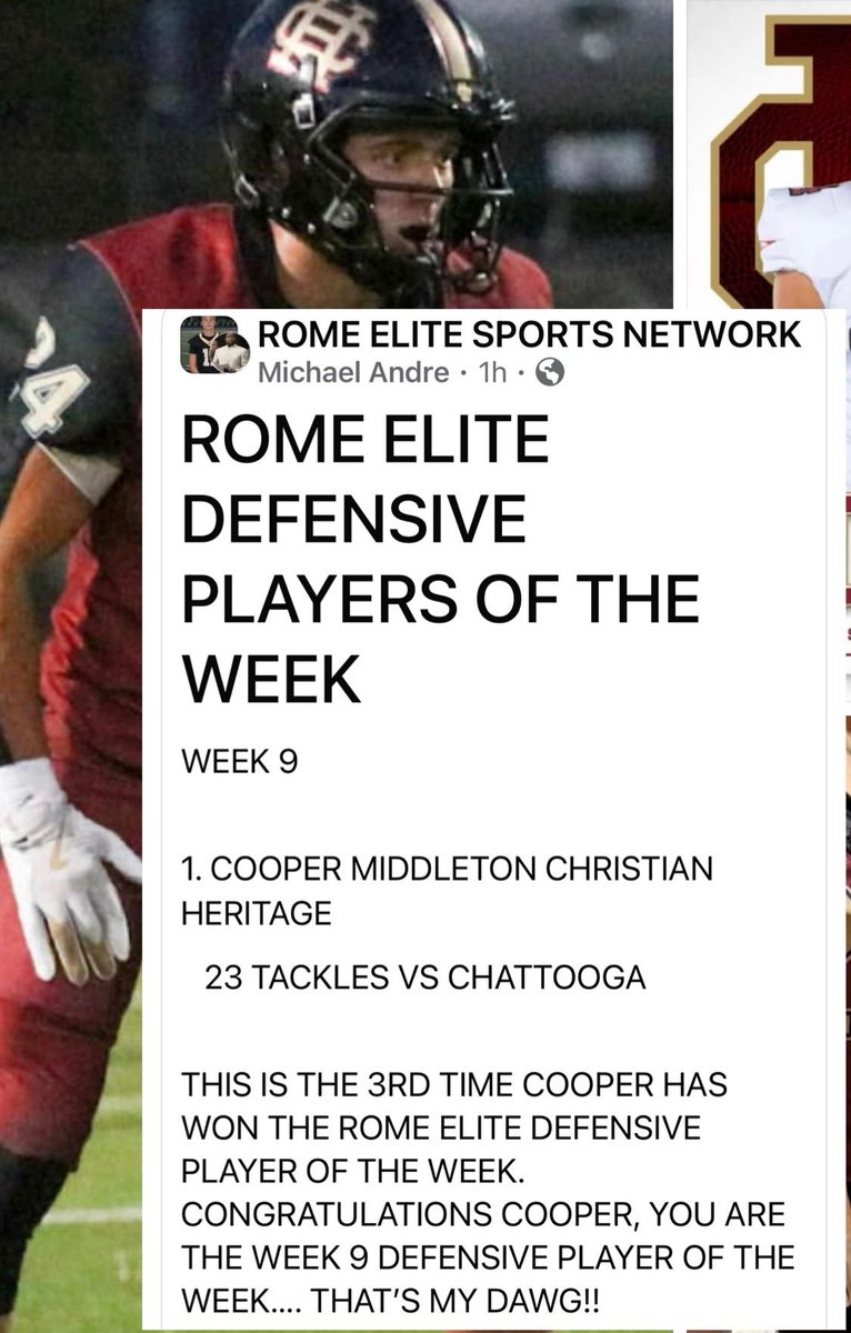 Thank you Rome Elite for defensive player of the week!!
<a href="/_CoachBTaylor/">Coach Brandon Taylor</a> <a href="/Coach_CGoins/">Caleb Goins</a> <a href="/Coachcal_King/">Cal King</a> <a href="/darius_eubanks/">Coach Banks</a> <a href="/Coach_Chaffee/">Shawn Chaffee</a> <a href="/CoachWatkCUSE/">Charles Watkins</a> <a href="/Coach_MikeRoby/">Mike Roby</a> <a href="/peak_kinetic/">PeakKineticPerformance</a> <a href="/CoachParuta/">Coach 🅿️</a> <a href="/CoachSEllis/">SUMNER ELLIS</a> <a href="/coach_ahles/">Miles Ahles</a> <a href="/CoachDiribe96/">Chidera Uzo-Diribe</a> <a href="/WilliamInge1/">Coach William Inge</a> <a href="/Coach_JMiller/">James Miller</a> <a href="/coachmorrison58/">Zach Morrison</a>