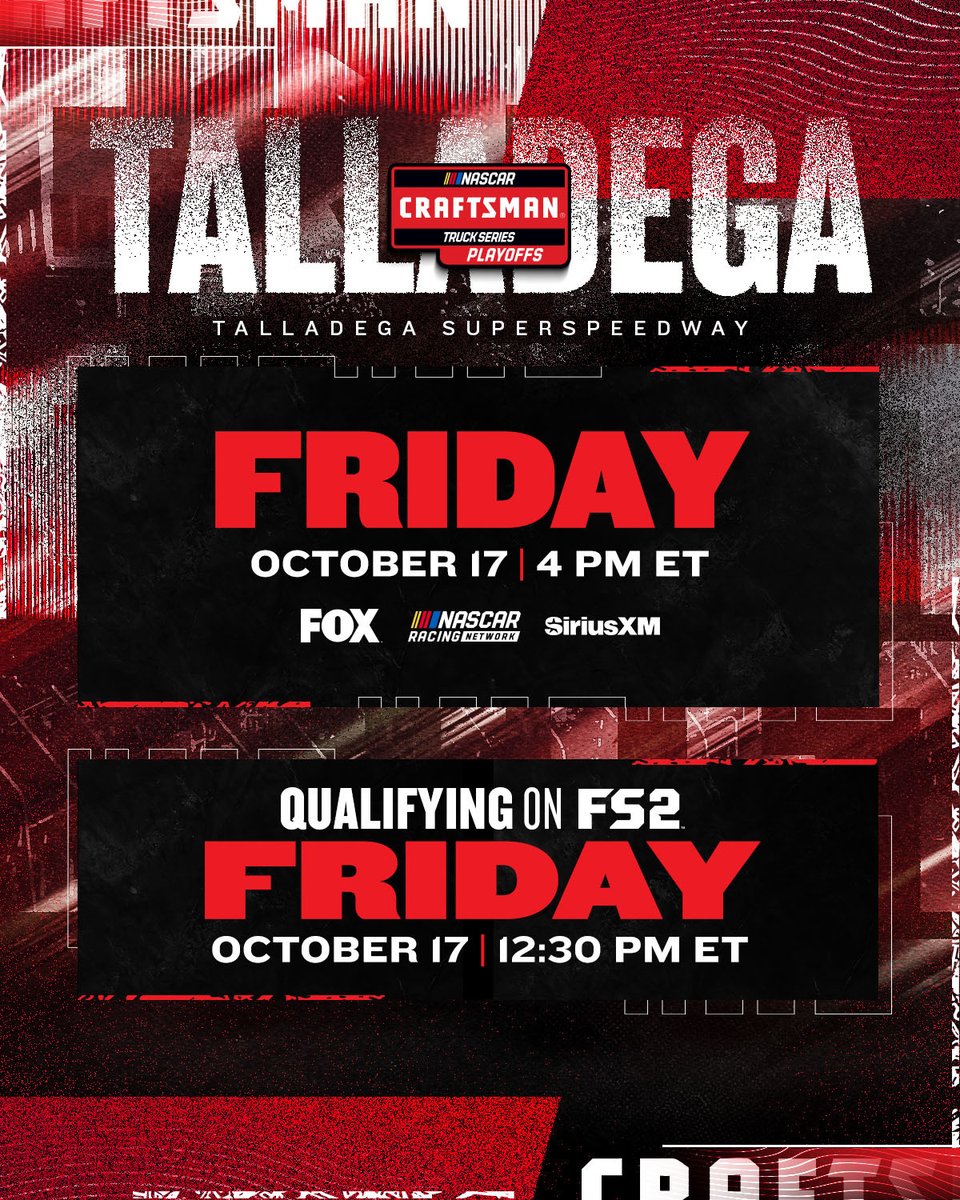 The #NASCARPlayoffs are truckin' on to <a href="/TALLADEGA/">Talladega Superspeedway</a>.
