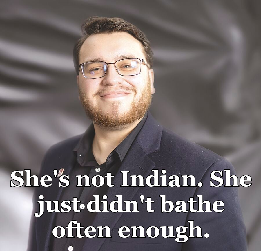 RoguePOTUSStaff's tweet photo. Sam Douglass, state Senator for Vermont and Young Republican.

When vision alone isn't enough racism for you, invoke the other senses. https://t.co/ep4T9tToxy