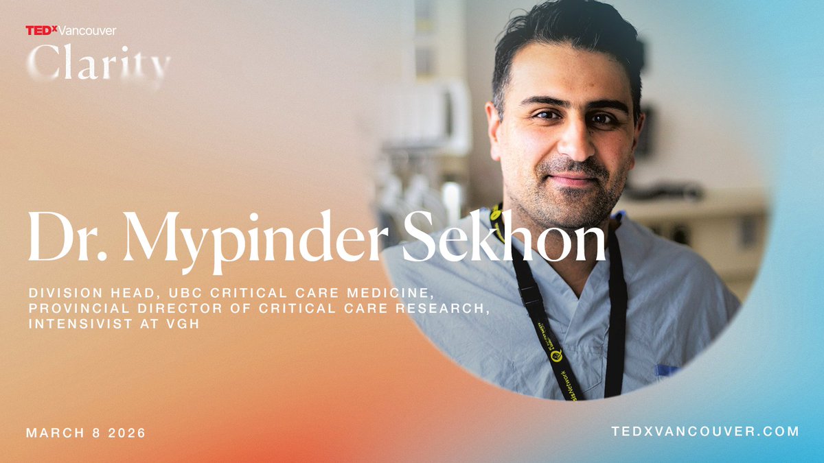 We’re very excited to announce our next speaker for TEDxVancouver 2026: Dr. Mypinder Sekhon!

Dr. Mypinder Sekhon is an intensive care physician, researcher, and innovator at the University of British Columbia. <a href="/VGHFdn/">VGH & UBC Hospital Foundation</a> 

#TEDxVancouver #TEDx #TED #Vancouver