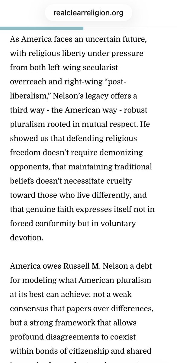 TeeplesCY's tweet image. Two religious freedom advocates, neither of whom are Latter-day Saints, declared:

“No religious body in America has expended more energy to protect the free exercise of religion for all — and taken less public credit — than The Church of Jesus Christ of Latter-day Saints.”