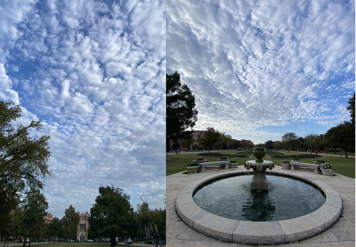 PalmeriJoAnn's tweet image. Looking north and south on the South Oval @UofOklahoma #LibrariesFromTheOutside #OUskywatch #clouds #okwx