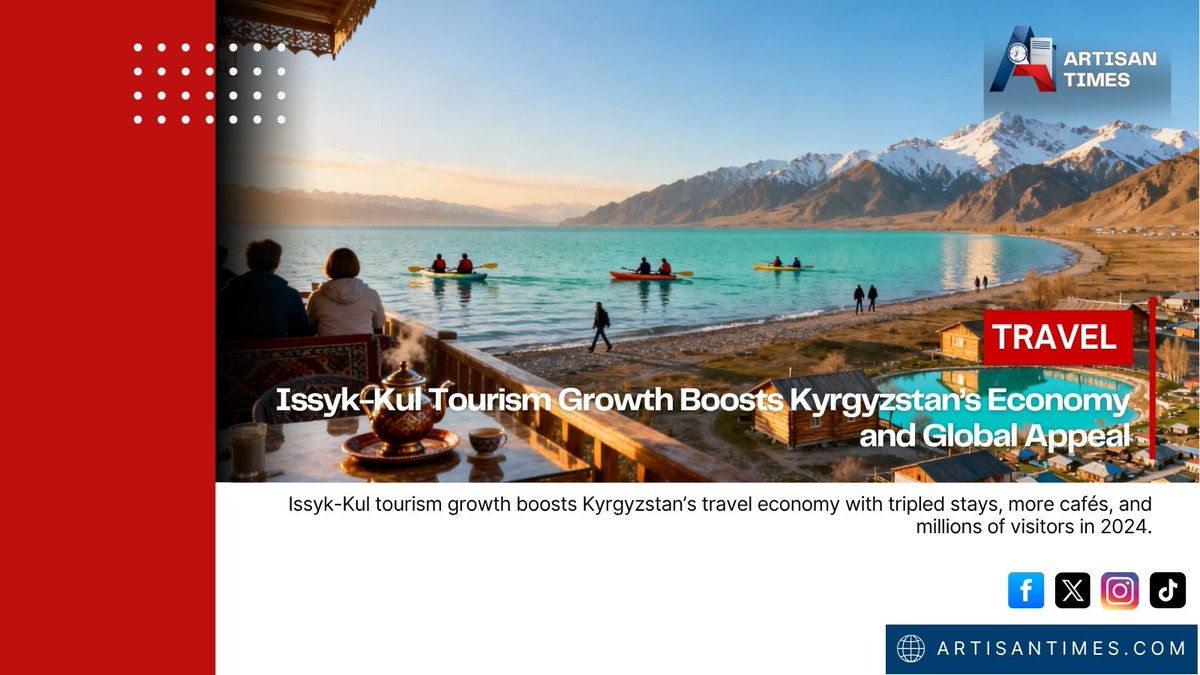 artisan_times's tweet photo. Tourism at #IssykKul is booming—hotels tripled, visitors doubled, and Kyrgyzstan is climbing the global travel charts🌍
#IssykKul #TourismGrowth #VisitKyrgyzstan #EcoTravel #CentralAsia
Read more: https://t.co/Z5wHd6tRQc https://t.co/CW0NEUJFvI