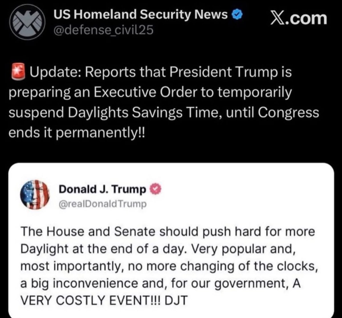 The Boss said NO More changing of the clocks … I agree!
