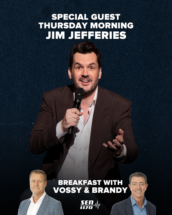 KickOffSEN's tweet image. This is a chat you won't want to miss! 

Australia's biggest comedian @jimjefferies will join Breakfast with Vossy and Brandy on Thursday morning! 

Listen from 6am on SEN 1170 AM or download the SEN app!