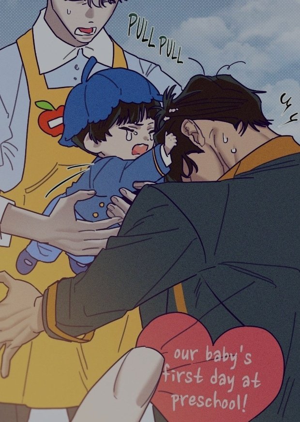 love it when the kid pulls on their alpha dad's hair lol