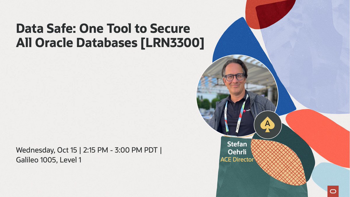 oracleace's tweet image. Is your team overwhelmed by the challenge of securing your Oracle Databases?
Don’t miss Data Safe: One Tool to Secure All Oracle Databases [LRN3300] at Oracle AI World! 

Join Oracle ACE Director @stefanoehrli and Oracle security leaders to discover:
🔹 How to simplify and…
