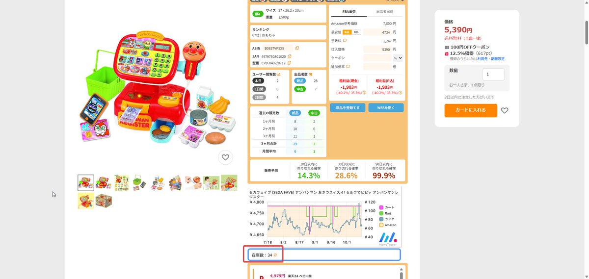 クイックショップのグラフが廃止となりました！
ものトレーサーのグラフを表示させたい場合はものトレーサーの拡張機能の導入が必須になりましたね！

でもモノトレーサーと検索して拡張機能入れるだけなので簡単に復活可能です！