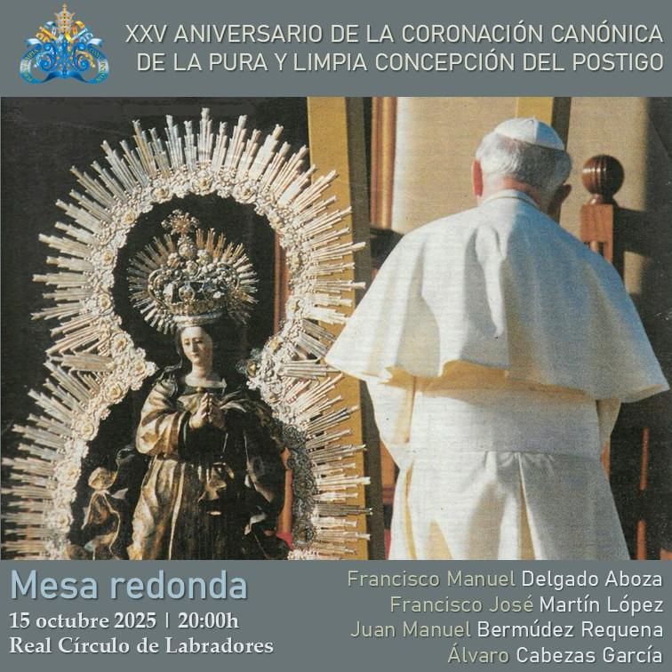 🔹EXPOSICIÓN PICTÓRICA SOBRE LA INMACULADA🔹

Hasta el 25 de octubre se podrá visitar la exposición pictórica organizada por los #25AñosCoronaciónInmaculada .

🕖 Inauguración: hoy a 19 horas.
🕗 A 20 horas, mesa redonda.
📍<a href="/RCLabradores/">Real Círculo de Labradores de Sevilla</a> (C/Pedro Caravaca).