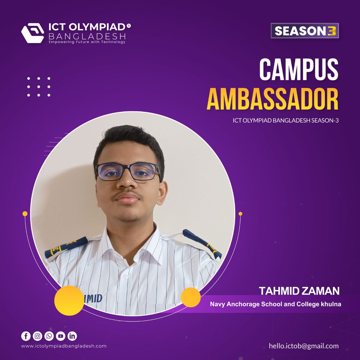 ictolympiadbd's tweet image. 🚀 Introducing 𝐍𝐚𝐯𝐲 𝐀𝐧𝐜𝐡𝐨𝐫𝐚𝐠𝐞 𝐒𝐜𝐡𝐨𝐨𝐥 𝐀𝐧𝐝 𝐂𝐨𝐥𝐥𝐞𝐠𝐞 𝐃𝐡𝐚𝐤𝐚  Campus  Ambassador Team!