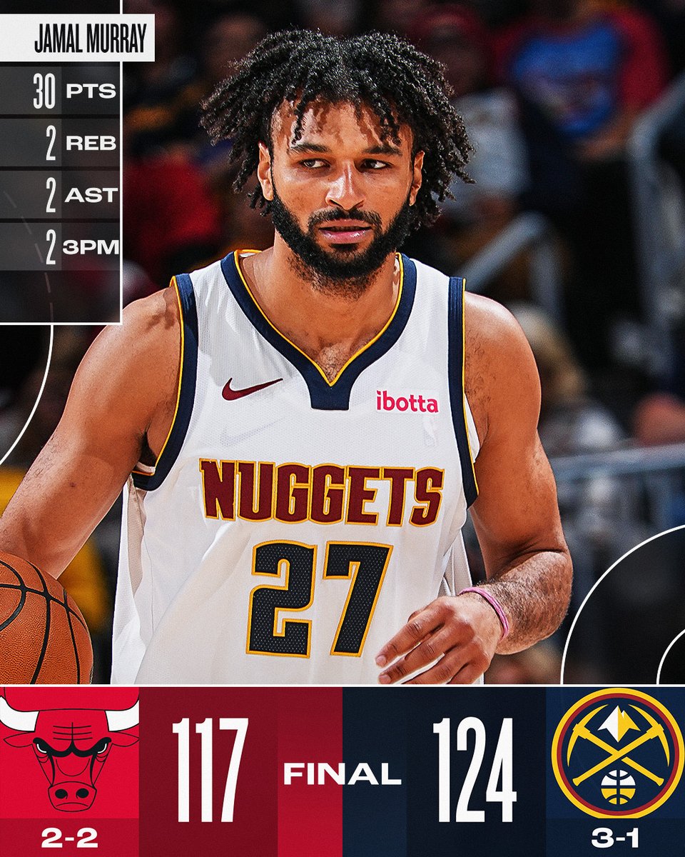 🏀 TUESDAY'S FINAL SCORES 🏀

Jamal Murray's 30 points powers the @nuggets preseason win!

Nikola Jokić: 18 PTS, 8 REB, 8 AST
Aaron Gordon: 17 PTS, 4 REB
Josh Giddey: 25 PTS, 9 REB, 6 AST
Matas Buzelis: 20 PTS, 5 BLK 