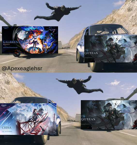 Apexeaglehsr's tweet image. Mfs (including me) everytime Wuthering Waves drop a character drip.