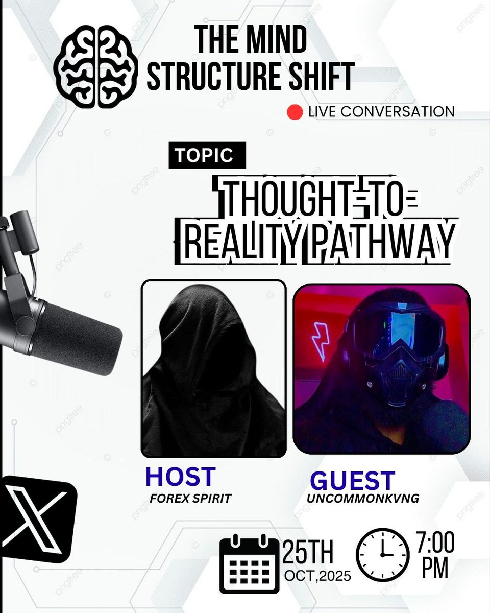SPIRITOFTRADING's tweet image. GM SPIRITUALS ❣️🌄
It's a beautiful morning
I promised us last week that we will be having something impactful.
And yes it's here again
🧠 THE MIND STRUCTURE SHIFT
🔥 Live Conversation
Topic: THOUGHT-TO-REALITY PATHWAY
Your mind is the factory of your reality — every…