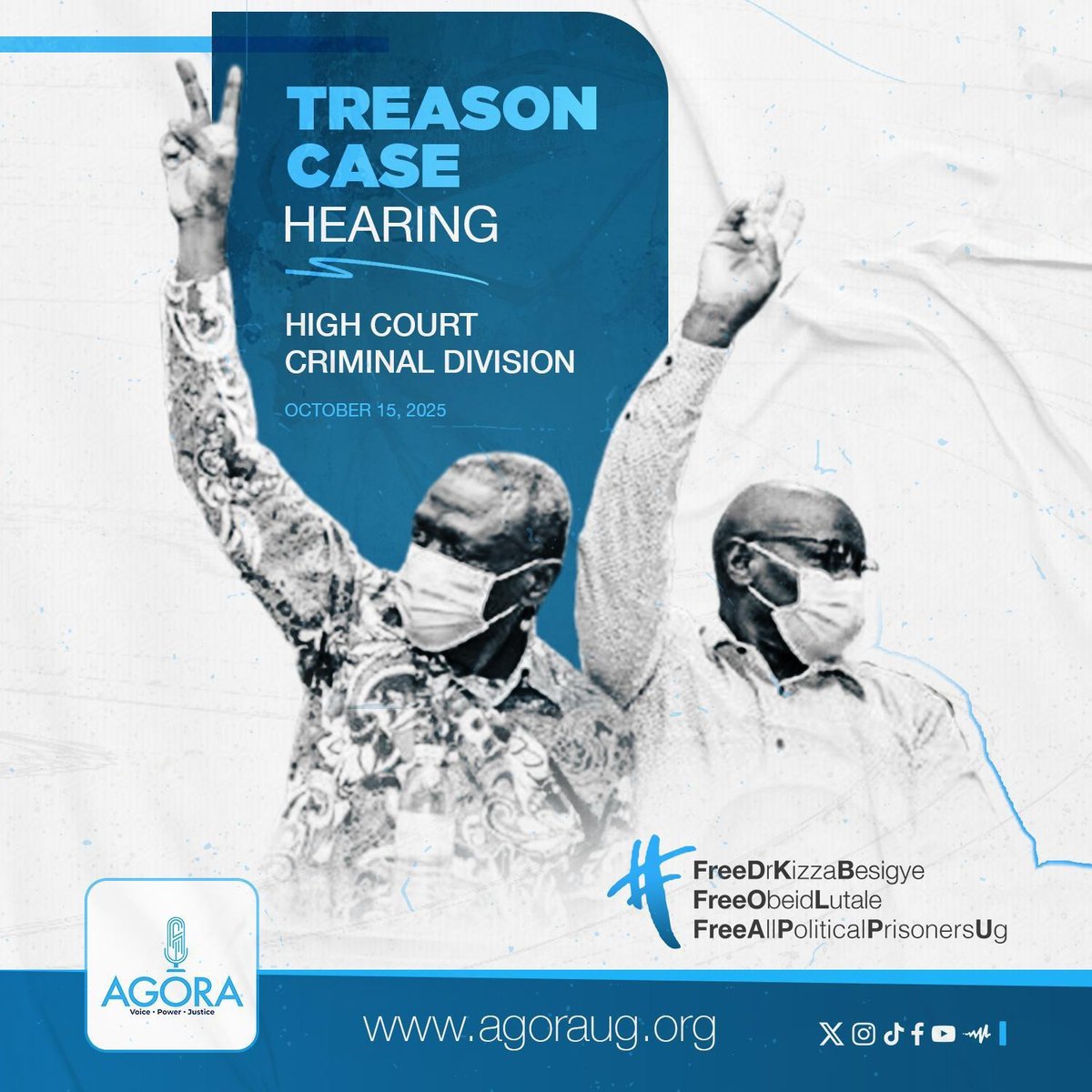 Dr.Kizza Besigye and Hajji Obeid Lutale are back in court today for their treason case hearing.
When they appeared before Justice Emmanuel Baguma on Oct 8,2025, Dr.Besigye raised a number of issues;
~ He believes the judge is biased on their trial 
~ They were charged to appear