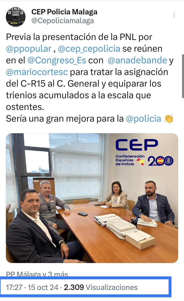 📢Pedimos a <a href="/anadebande/">Ana Vázquez Blanco</a>  <a href="/mariocortesc/">Mario Cortés Carballo</a> y <a href="/juanBravoBaena/">Juan Bravo Baena</a> que impulsen la PNL que <a href="/cep_cepolicia/">CEP</a> remitió al <a href="/ppopular/">Partido Popular</a> hace un año. Una iniciativa clave para mejorar las nóminas de los <a href="/policia/">Policía Nacional</a>. Sean distintos a quienes hoy nos gobiernan! La voluntad política será reconocida x 👮🏼‍♂️👮🏻‍♀️