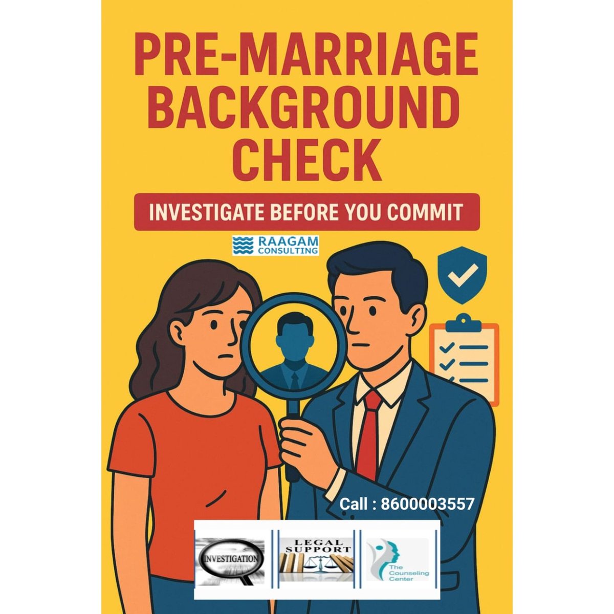 RaagamConsulti1's tweet image. #premarriage 

 🔍 Pre-Marriage Investigation Services .
PROVIDING SERVICES ACROSS INDIA
📞 Call for a Free Consultation: 8600003557
🌐 Visit: raagamconsulting.com 
📧 Email: support@raagamconsulting.com
