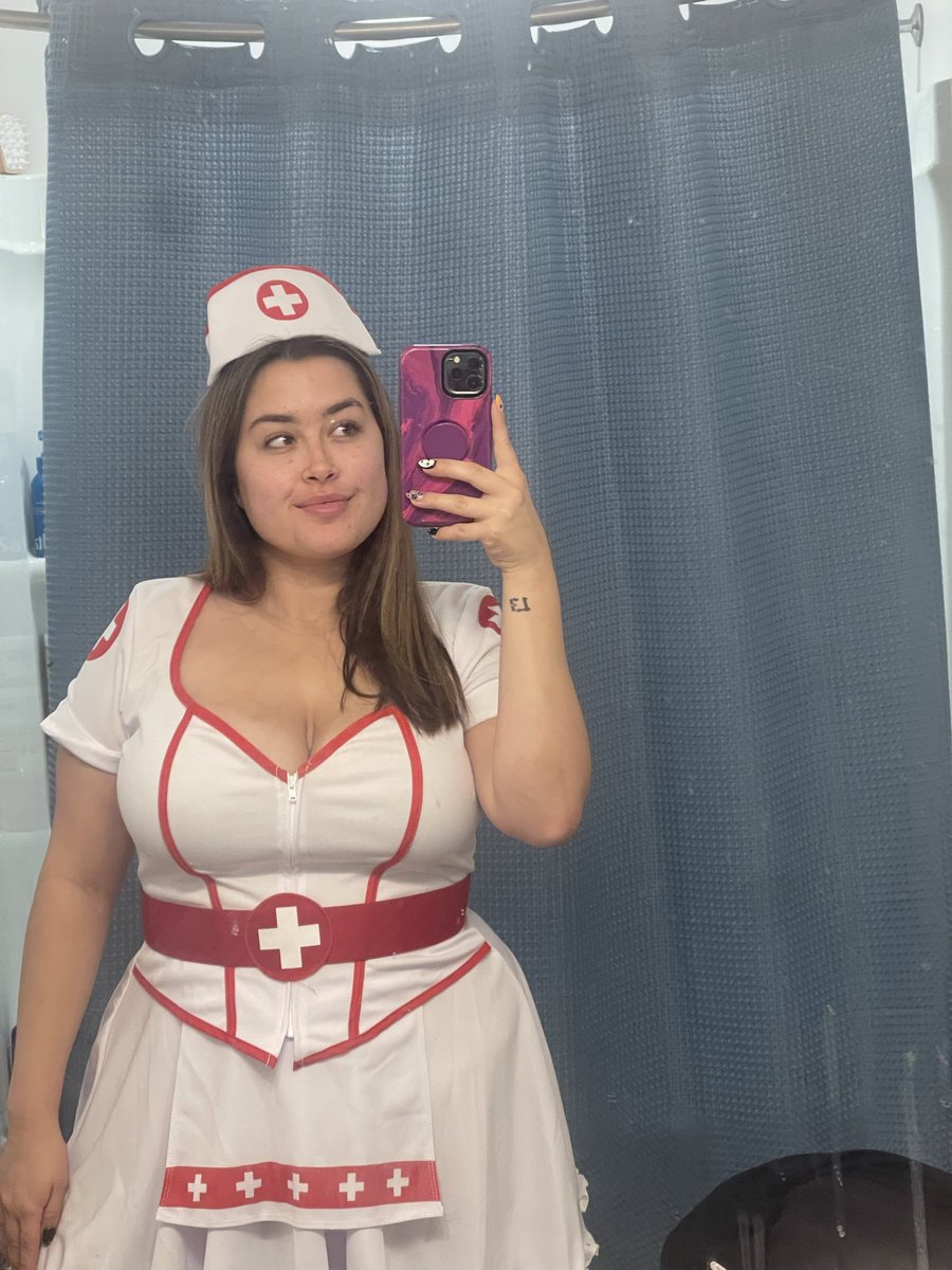 swiftieshy's tweet image. Debating on using my nurse costume I never wore (think Jenna Ortega and Sarina carpenter costume) for Halloween this year but making it Elena from TVD? (Could lose the belt)