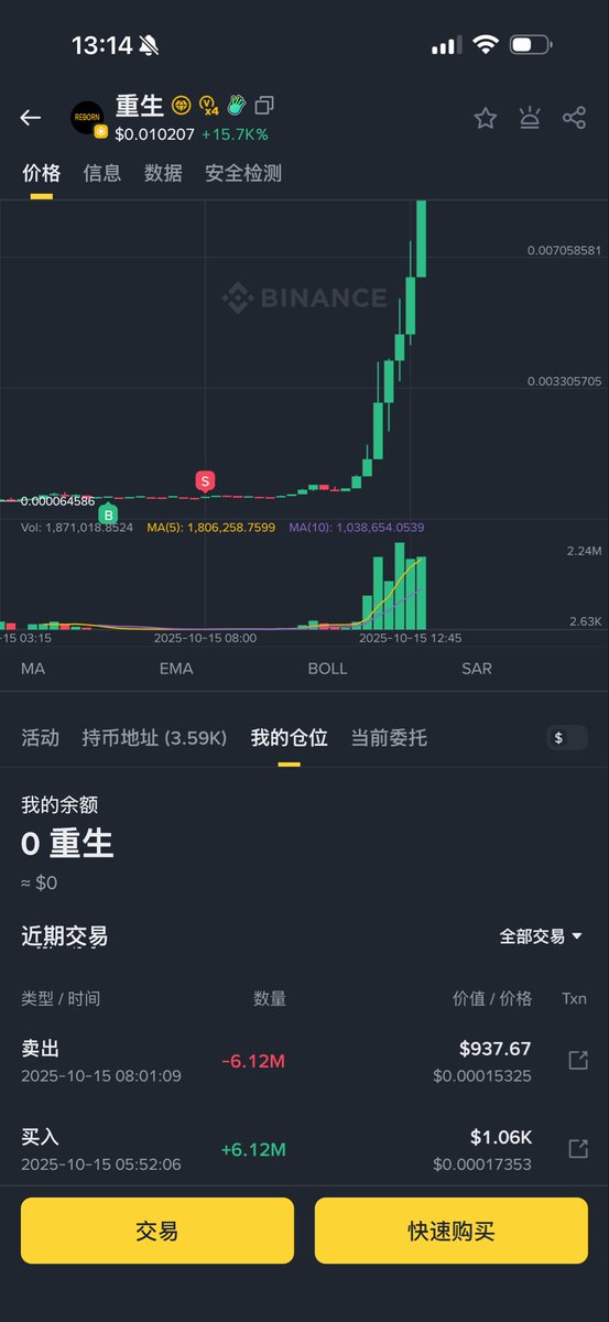 JGTY1000x's tweet photo. 没啥好说的a7卖飞（两号2%筹码）原因是我早上重仓了bnbholder吧钱包仓位全调整了

0x4444a5aa742aA838389e4e0624Fe706ae46818AB https://t.co/nmsi4ucZte