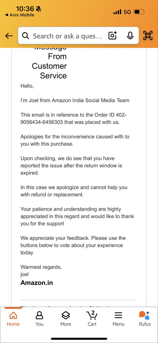 Dharmen51370145's tweet photo. @AmazonHelp Look what they said https://t.co/aWvHuGWHG9