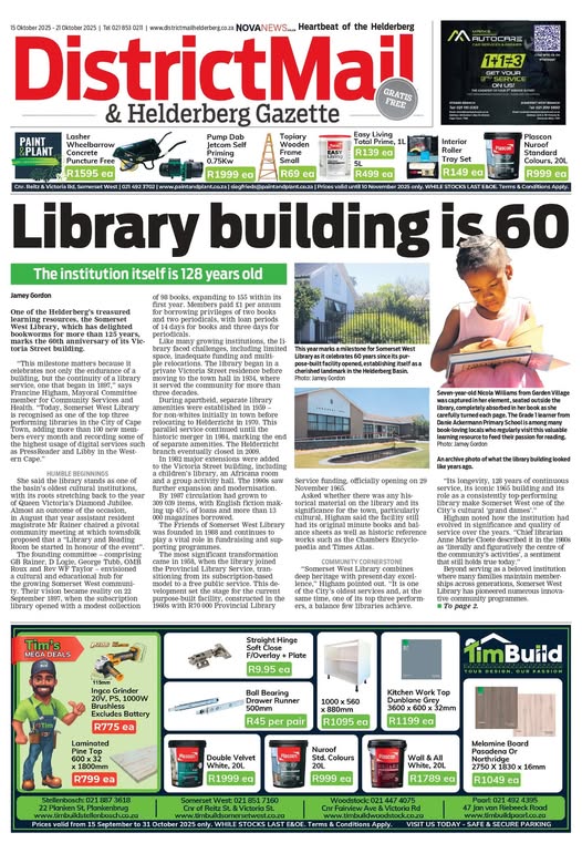 Dit is Woensdag en 'n splinternuwe uitgawe van die Helderberg se gewildste gemeenskapskoerant, DistriksPos &amp; Helderberg Gazette is vandag beskikbaar!
Verkies jy om digitaal te lees? Laai die volledige uitgawe af by: districtmailhelderberg.co.za/e-editions/