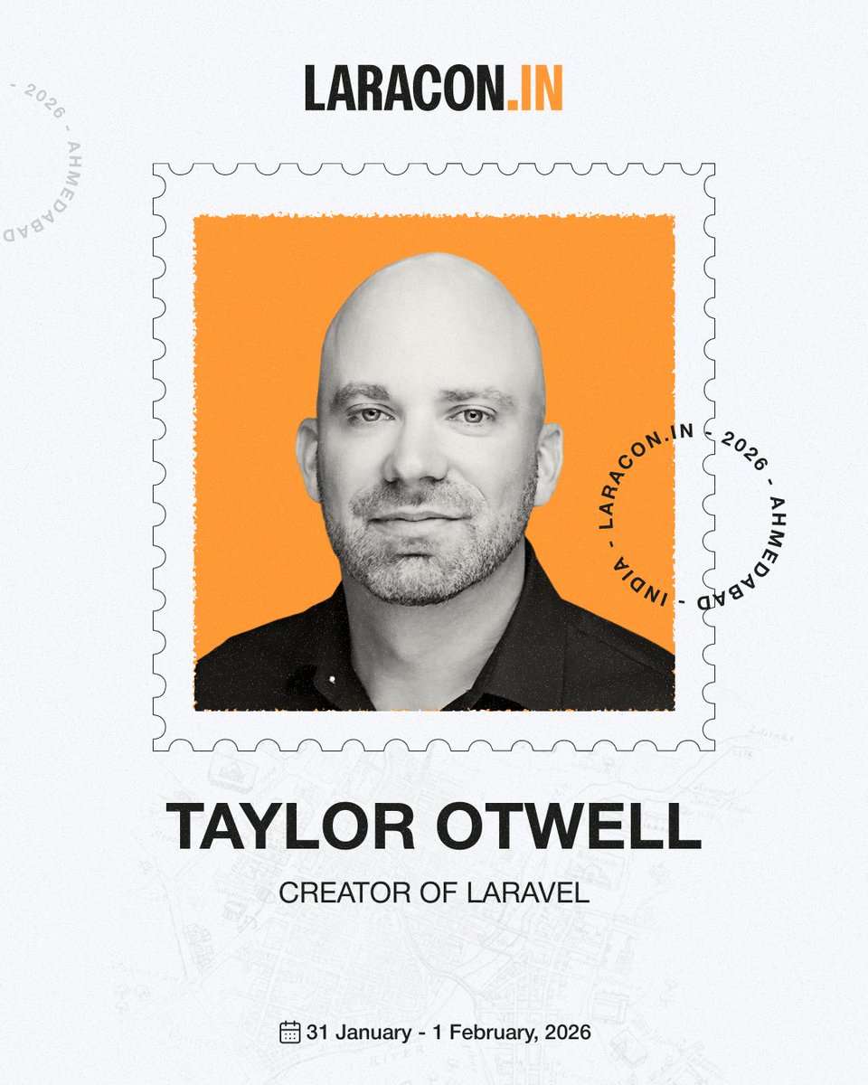 LaraconIN's tweet image. 🚨 Biggest drop of the year! 🚨

All @laravelphp folks, get ready - the OG himself, @taylorotwell, is back in India! 💥

Bringing his treasure of knowledge to #LaraconIN 2026 as our first speaker.

It’s gonna be legendary🔥