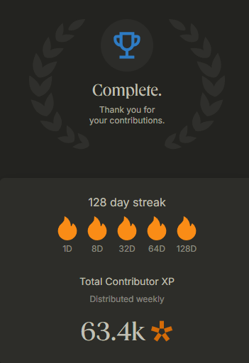 Stroh_Crypto's tweet photo. I made the 128 day streak on @ethos_network 💪
128 days of reviewing, participating in slashes, contributing via daily quests and much more!

Also, 128 days of observing what the team is building for us - simply incredible🔥 Please keep adding new features at this pace🙏 https://t.co/PL72HbSkGM