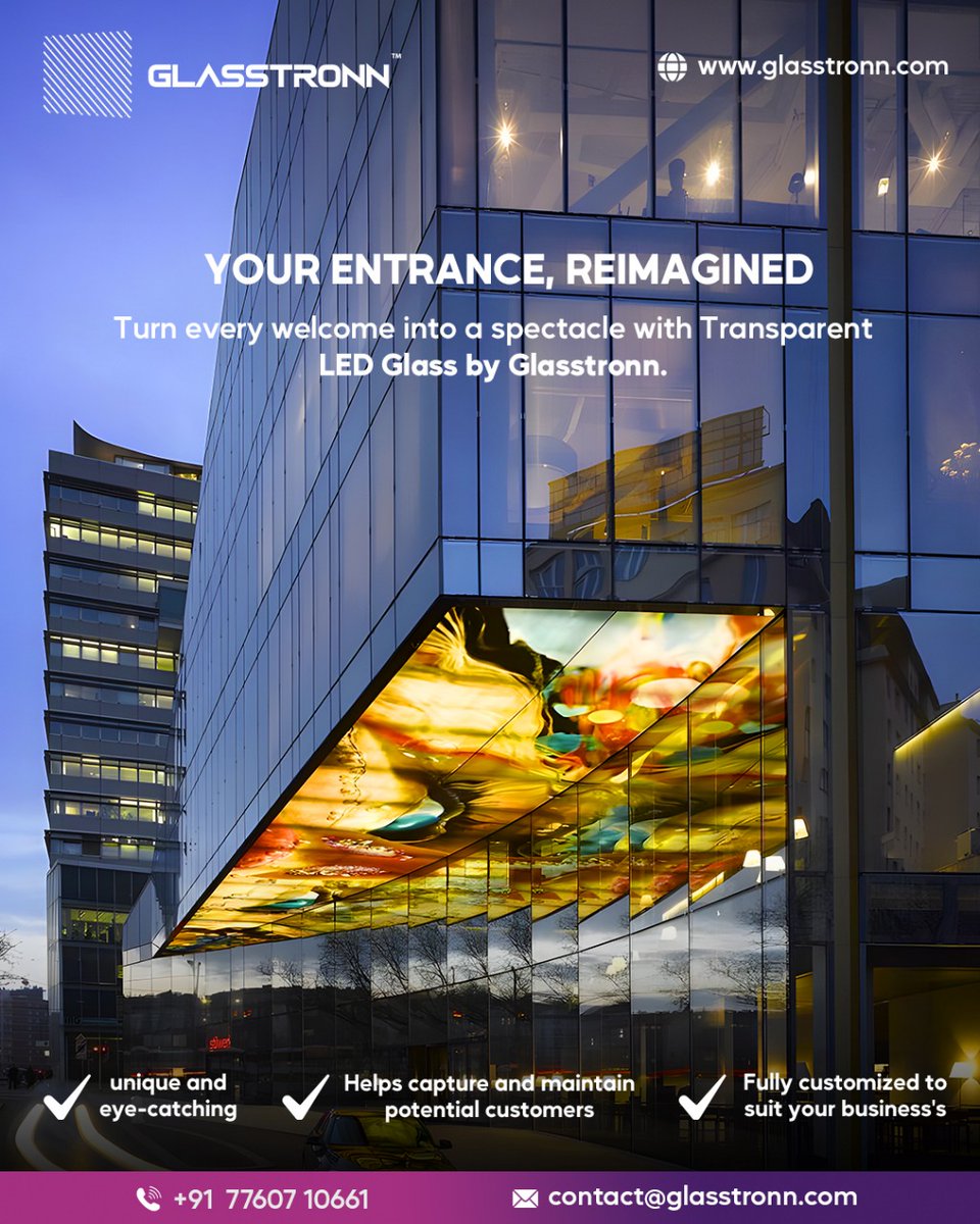 glasstronn's tweet photo. Make your space iconic with Glasstronn Transparent LED Glass — merging design and technology to create stunning, digital architectural experiences.

#glasstronn #transparentledglass #ledglass #smartglass #switchableglass #transparentdisplay #modernarchitecture #buildinginnovation https://t.co/6UELQxryuH