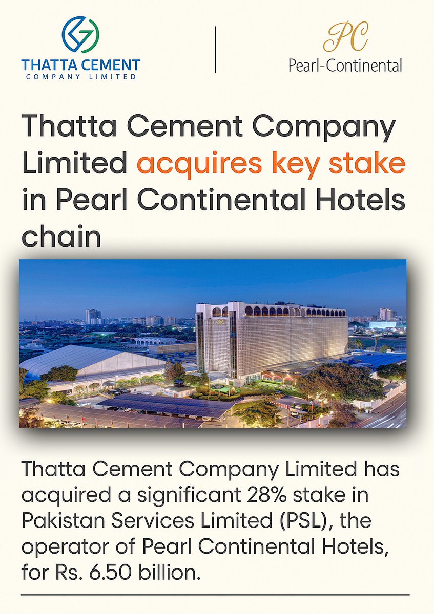 kkCreativeMind's tweet photo. Thatta Cement Company Limited (TCCL) continues its growth momentum..
Closing a Rs. 5.5 billion Islamic Sukuk, recording strong profit growth, and marking its entry into the hospitality sector. 🏗️📈
#ThattaCementAcquiresPC https://t.co/DfMeiN5CnV