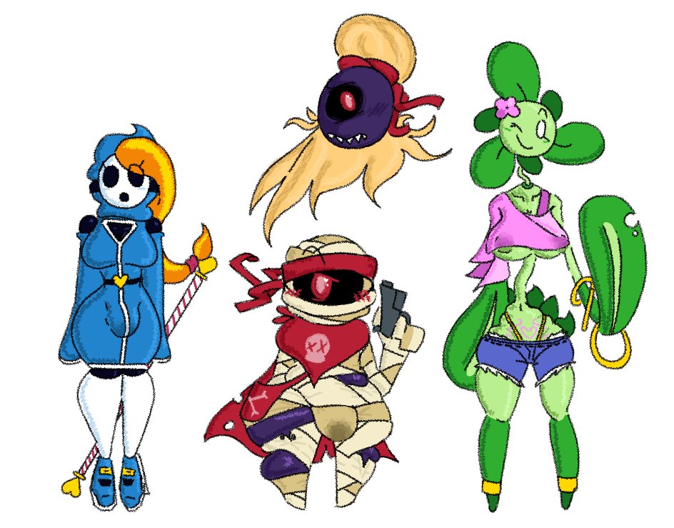 Dunno if I ever clarified what Liz was for, but she and these other goobers (Terra and Josie) are characters for a little erotic tabletop roleplay game I do with one of my buds X)

Anywaaaaay the three of them just got redesigns!!! wow!!! so cool!!!