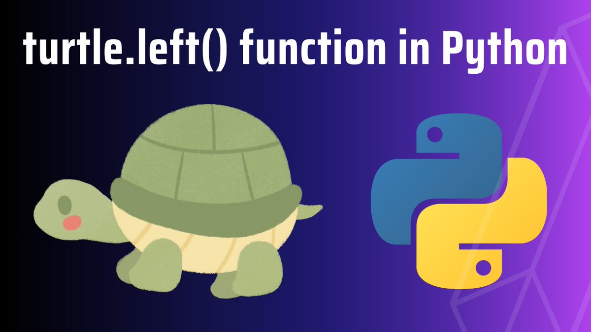 studyopedia's tweet image. turtle.left() function in Python: studyopedia.com/python-turtle/…

#pythonturtle #turtletutorial #studyopedia #turtlelibrary