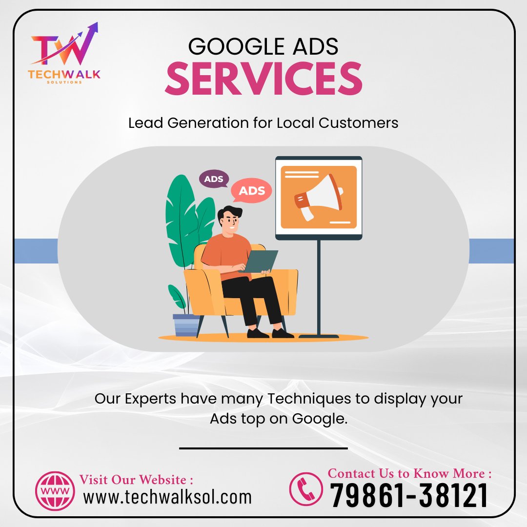 SolTechwalk3278's tweet image. Want to rank higher and attract more local leads? ๐
With Techwalk Solutions, our Google Ads experts craft campaigns that deliver real results!
๐ 79861-38121
๐ป techwalksol.com
#GoogleAds #TechwalkSolutions #DigitalMarketing #LeadGeneration #OnlineAdvertising