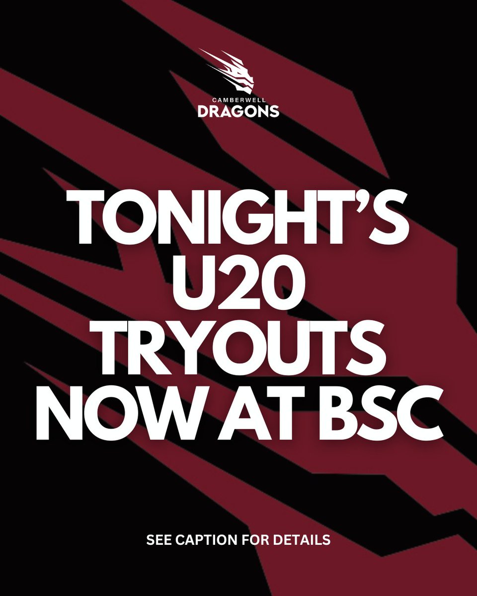 Camberwell Dragons announced this afternoon that tonight's (Wednesday, October 15) Men's and Women's Tryouts have been moved to Boroondara Sports Complex (BSC). Full details at instagram.com/p/DP0ar6IkTJB/