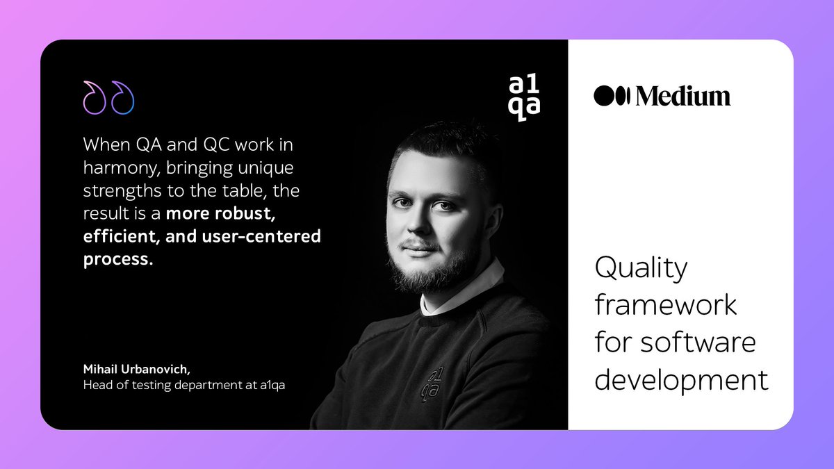 A1QA_testing's tweet image. Struggling to choose between QA and QC? Why not choose both? In the article, Mike Urbanovich, Head of testing department at a1qa, explains the difference between the two and provides a clear template for combining them in software testing: hubs.ly/Q03NDPjK0
#a1qa