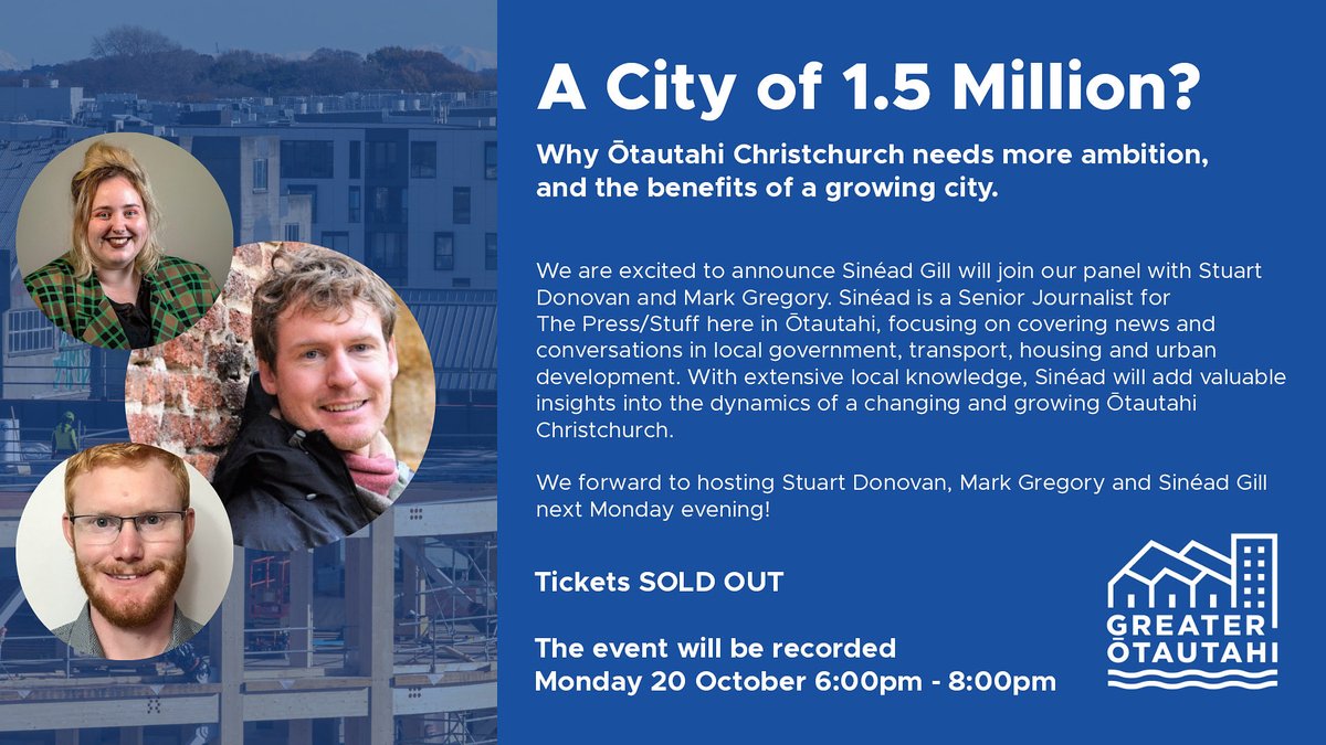 We’re proud to announce that Sinéad Gill from The Press will be joining <a href="/StuartBDonovan/">Stu Donovan</a> and Mark Gregory for our panel discussion on a City of 1.5 Million on October 20 — next Monday!

We are sold out, however a recording will be available soon after the event.