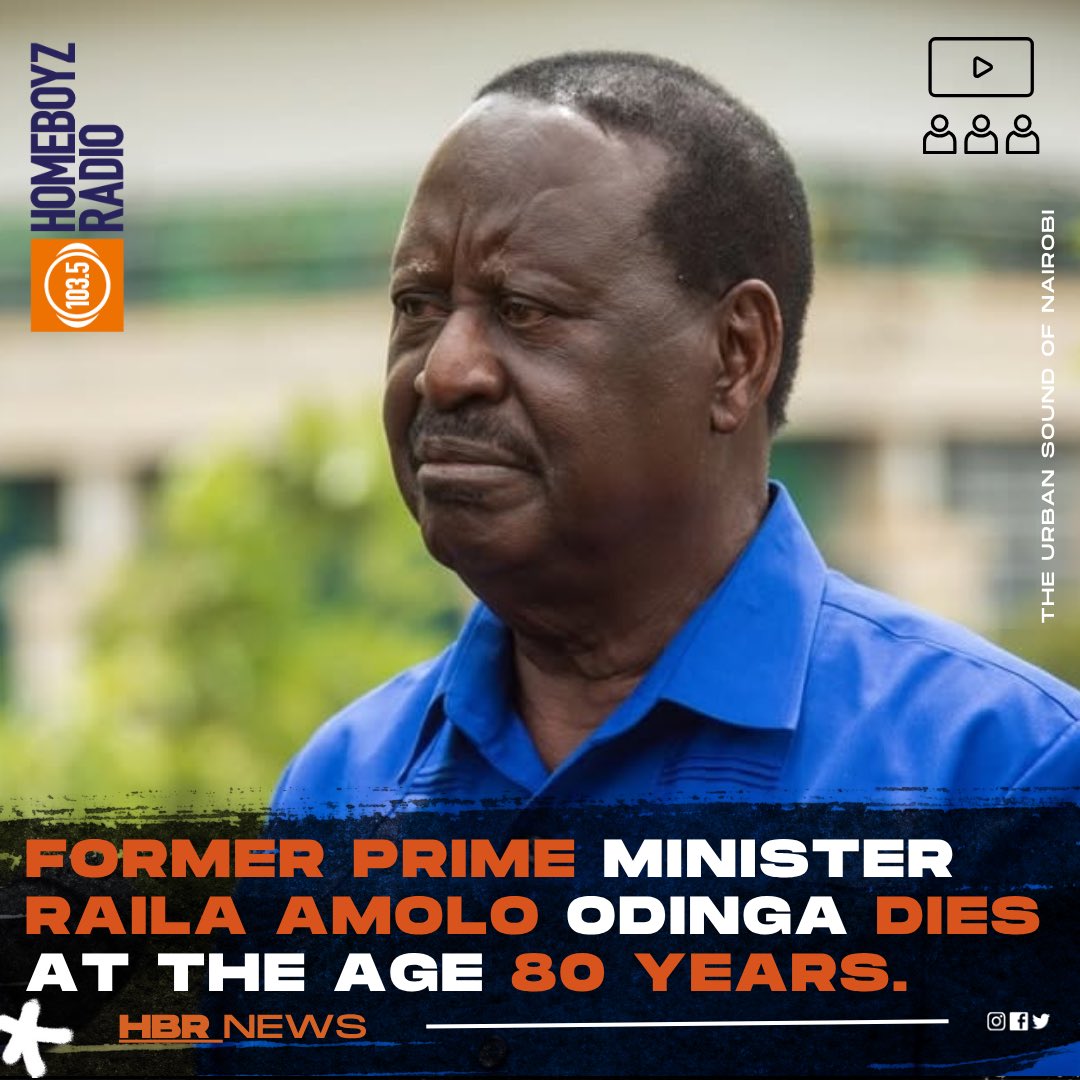 Veteran Kenyan politician Raila Amolo Odinga, a towering figure in the country’s political history and a long-time champion of democracy, has died. He was 80 years old.

#HBRNews #HomeboyzRadio #RailaOdinga #RIPRailaOdinga