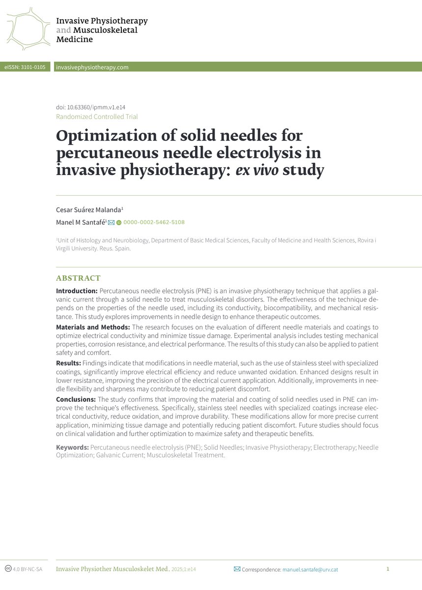 !! new article alert !!

View of Optimization of solid needles for percutaneous needle electrolysis in invasive physiotherapy: ex vivo study