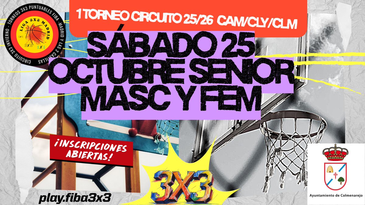 🏀💥 ¡El basket femenino 3x3 llega con fuerza a Madrid!
Los primeros equipos ya están dentro 😎
¿Te vas a quedar fuera?
📅 1 viernes al mes | 21:00h - 23:00h
🏅 Puntuable FIBA | Temp. 25/26
👀 Inscríbete aquí 👉 forms.gle/N9fxeL385TXfKF…

#3x3 #BasketFemenino #Liga3x3Madrid